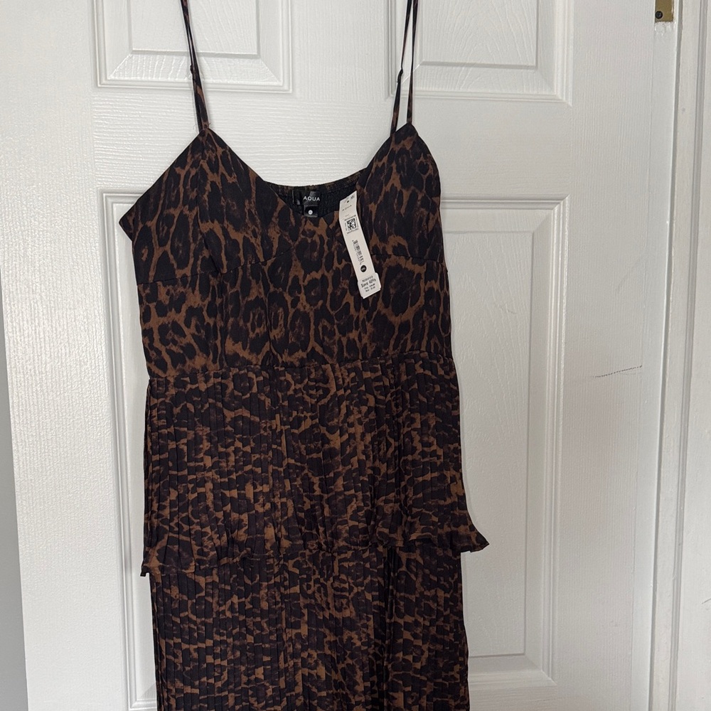 Aqua Brown Leopard Print Dress